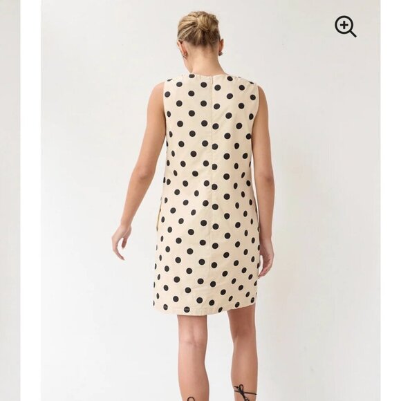 Raisonnel Polka Dot Classic Thigh Length Dress in Ivory Size Large - Picture 3 of 3
